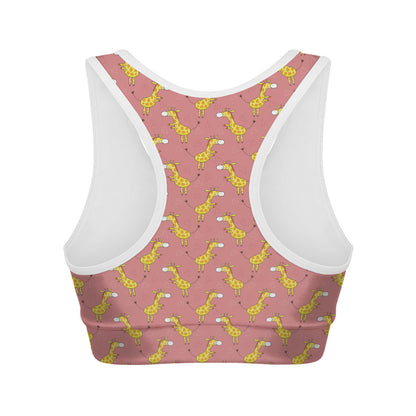 Cute Giraffe Pattern Print Women's Sports Bra