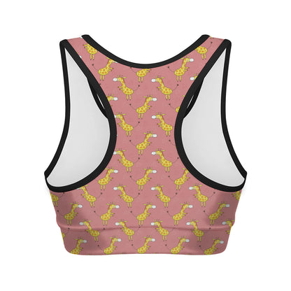 Cute Giraffe Pattern Print Women's Sports Bra