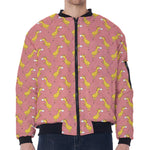 Cute Giraffe Pattern Print Zip Sleeve Bomber Jacket