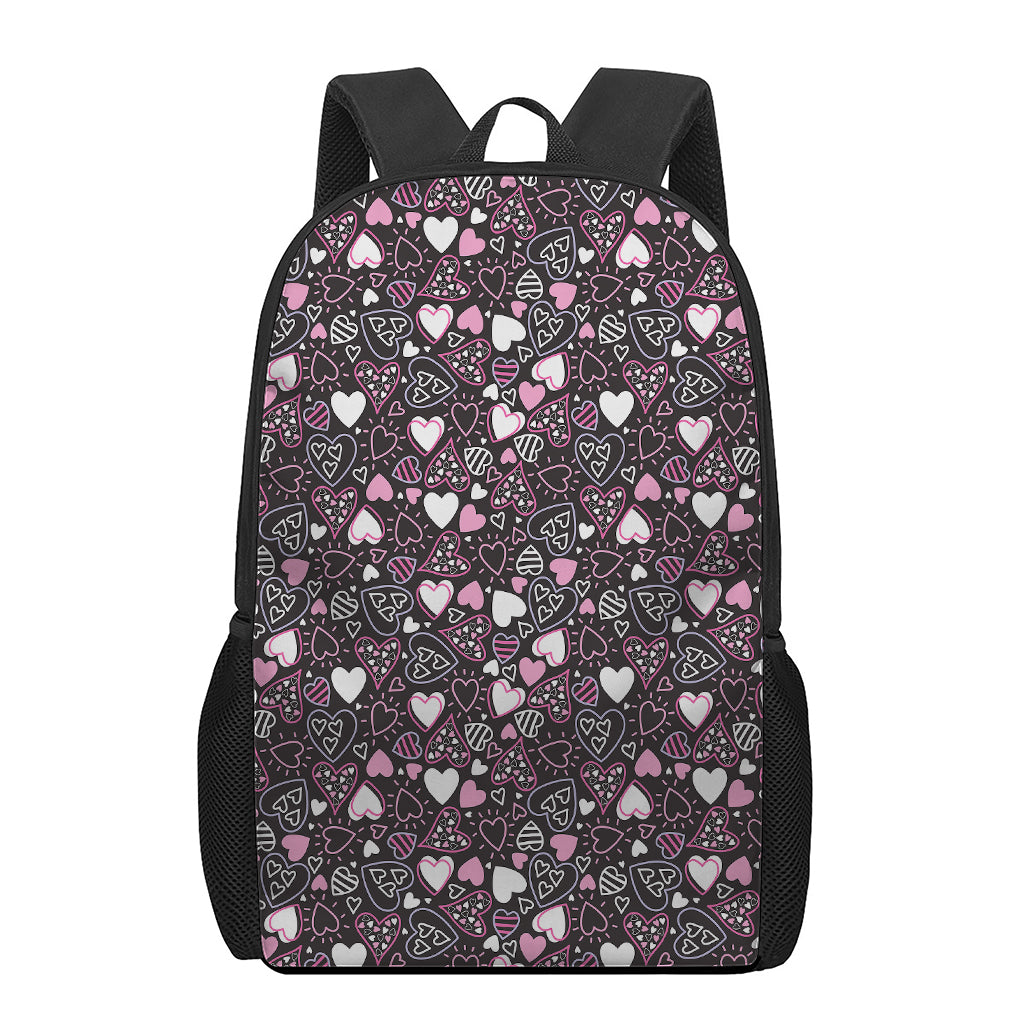 Cute Girly Heart Pattern Print 17 Inch Backpack