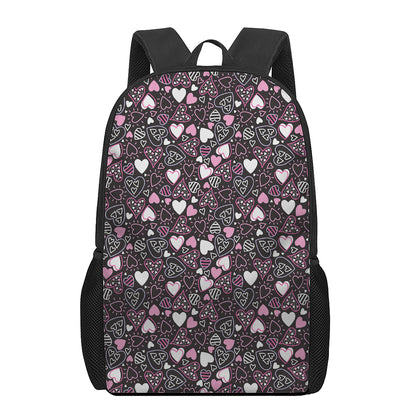 Cute Girly Heart Pattern Print 17 Inch Backpack