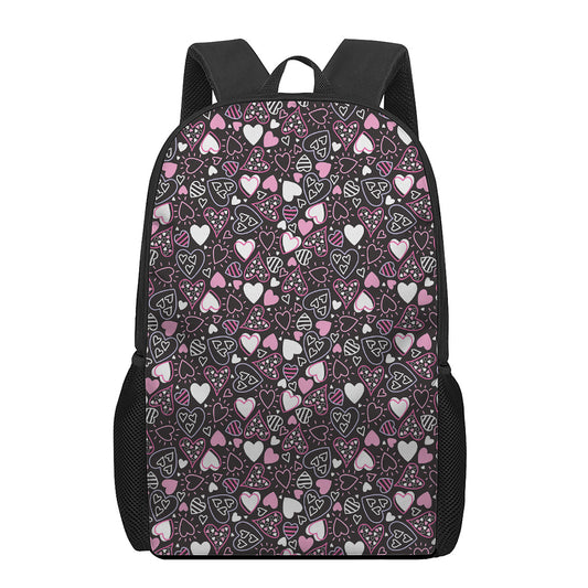 Cute Girly Heart Pattern Print 17 Inch Backpack