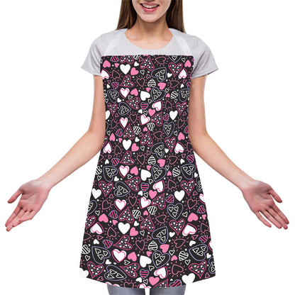 Cute Girly Heart Pattern Print Adjustable Apron