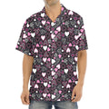 Cute Girly Heart Pattern Print Aloha Shirt