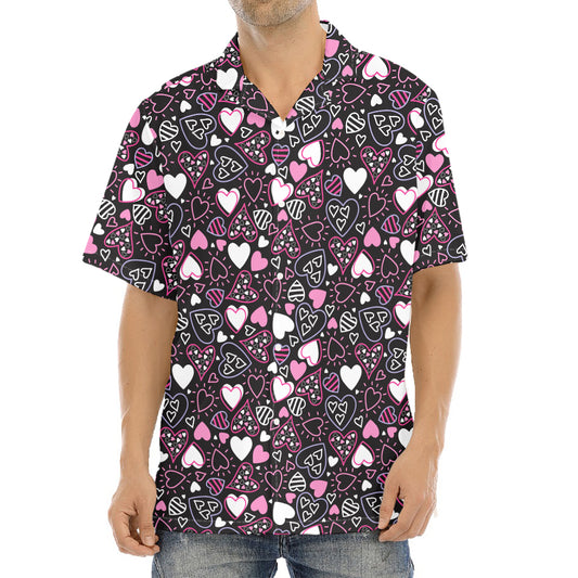 Cute Girly Heart Pattern Print Aloha Shirt