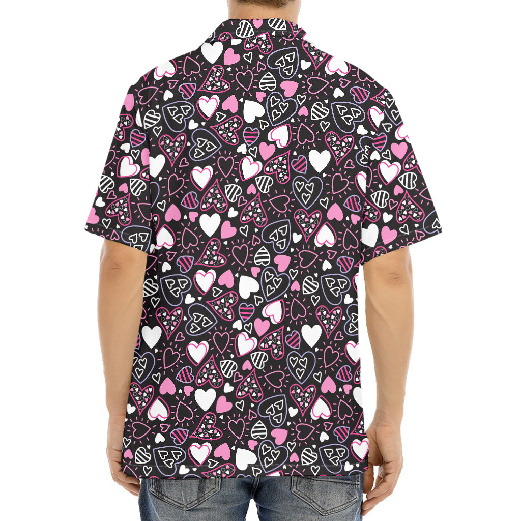 Cute Girly Heart Pattern Print Aloha Shirt