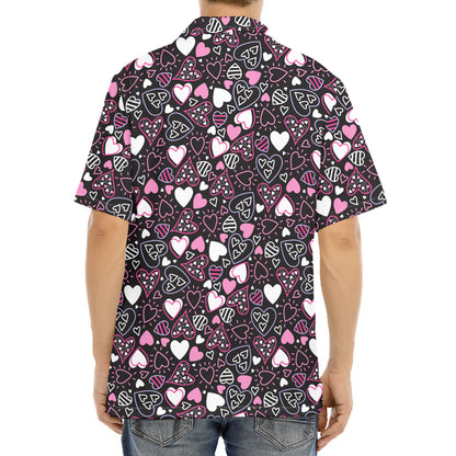 Cute Girly Heart Pattern Print Aloha Shirt