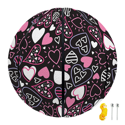 Cute Girly Heart Pattern Print Basketball
