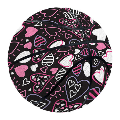 Cute Girly Heart Pattern Print Basketball