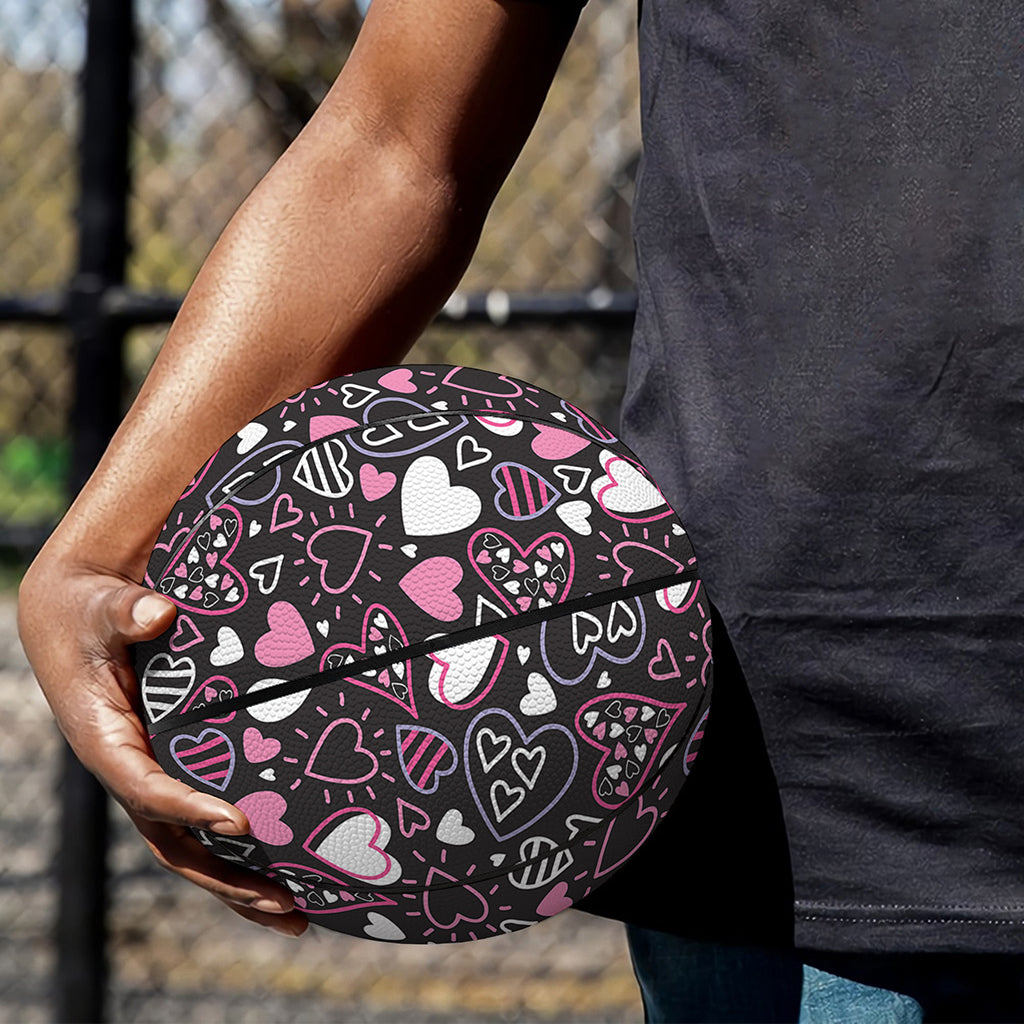 Cute Girly Heart Pattern Print Basketball