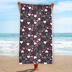 Cute Girly Heart Pattern Print Beach Towel