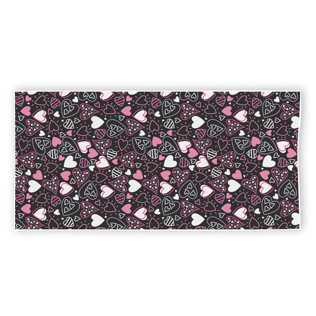 Cute Girly Heart Pattern Print Beach Towel