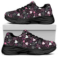 Cute Girly Heart Pattern Print Black Chunky Shoes