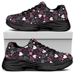 Cute Girly Heart Pattern Print Black Chunky Shoes