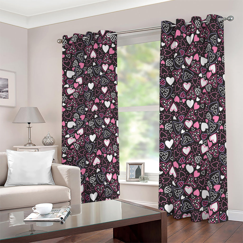 Cute Girly Heart Pattern Print Blackout Grommet Curtains