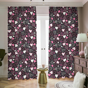 Cute Girly Heart Pattern Print Blackout Pencil Pleat Curtains