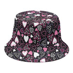 Cute Girly Heart Pattern Print Bucket Hat