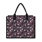 Cute Girly Heart Pattern Print Canvas Tote Bag