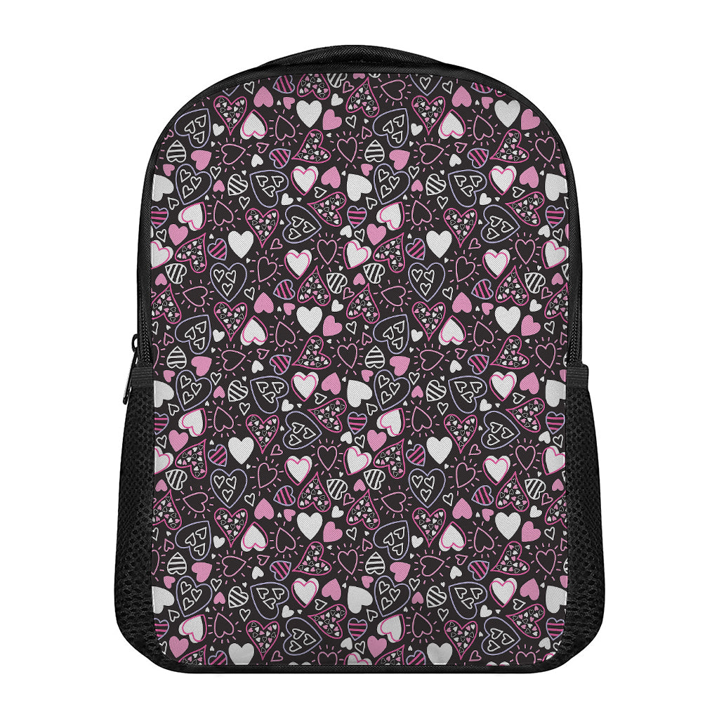 Cute Girly Heart Pattern Print Casual Backpack