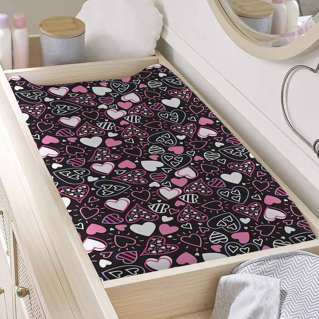 Cute Girly Heart Pattern Print Changing Pad Cover