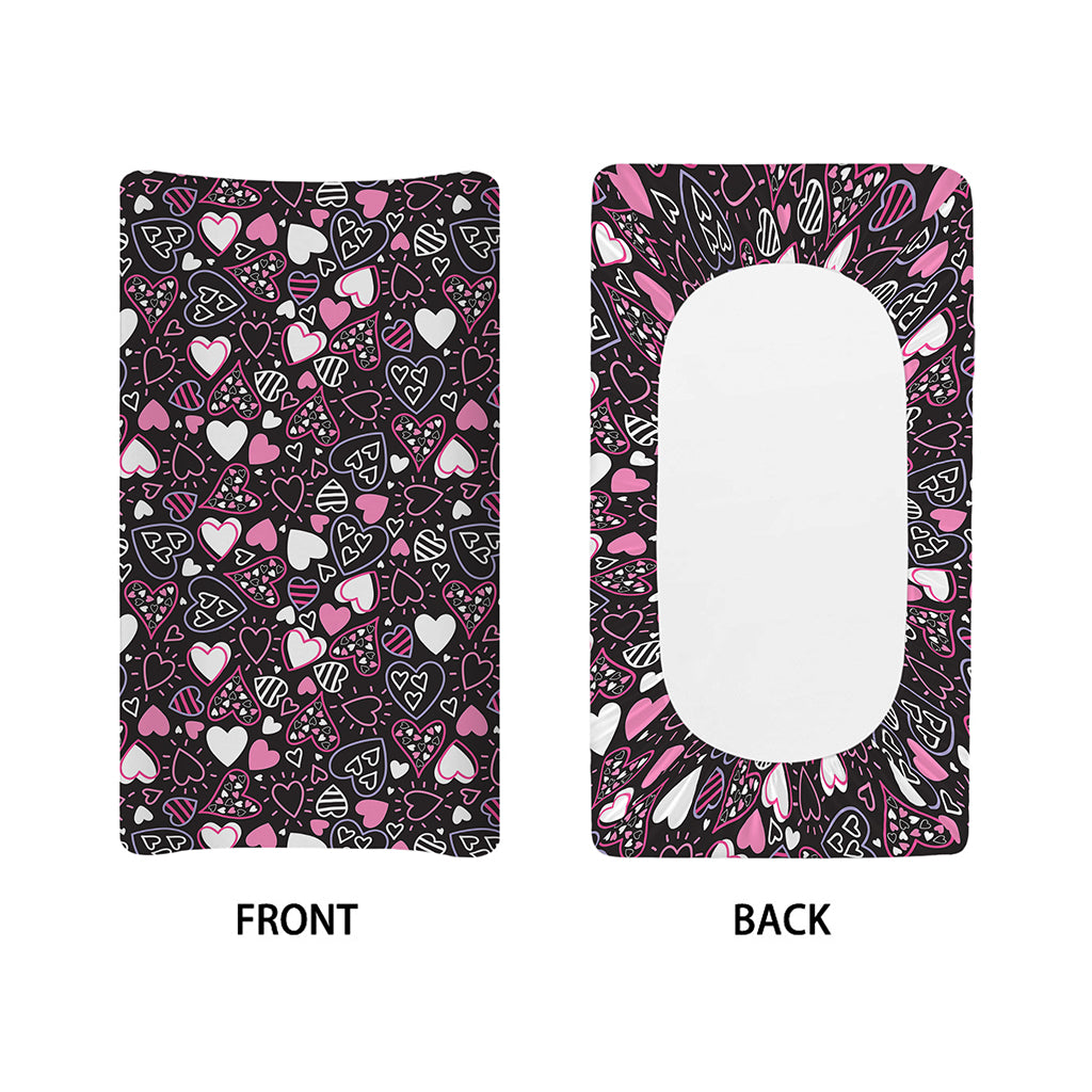 Cute Girly Heart Pattern Print Changing Pad Cover