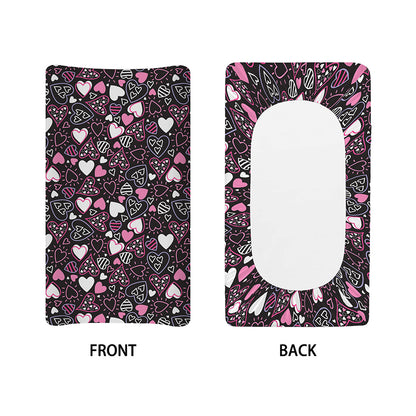 Cute Girly Heart Pattern Print Changing Pad Cover