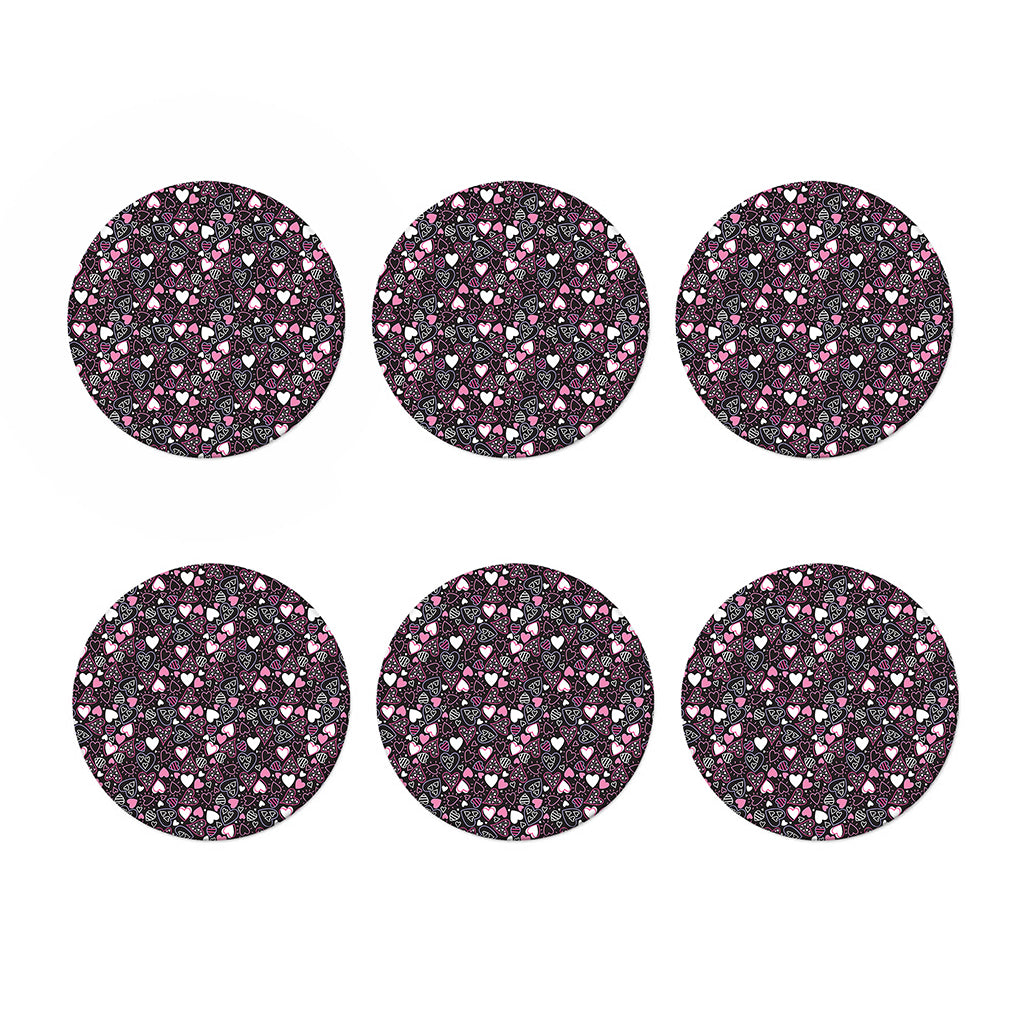Cute Girly Heart Pattern Print Coaster Set