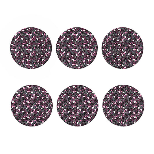 Cute Girly Heart Pattern Print Coaster Set