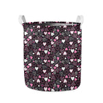 Cute Girly Heart Pattern Print Collapsible Laundry Basket