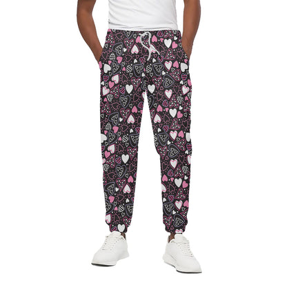 Cute Girly Heart Pattern Print Cotton Pants