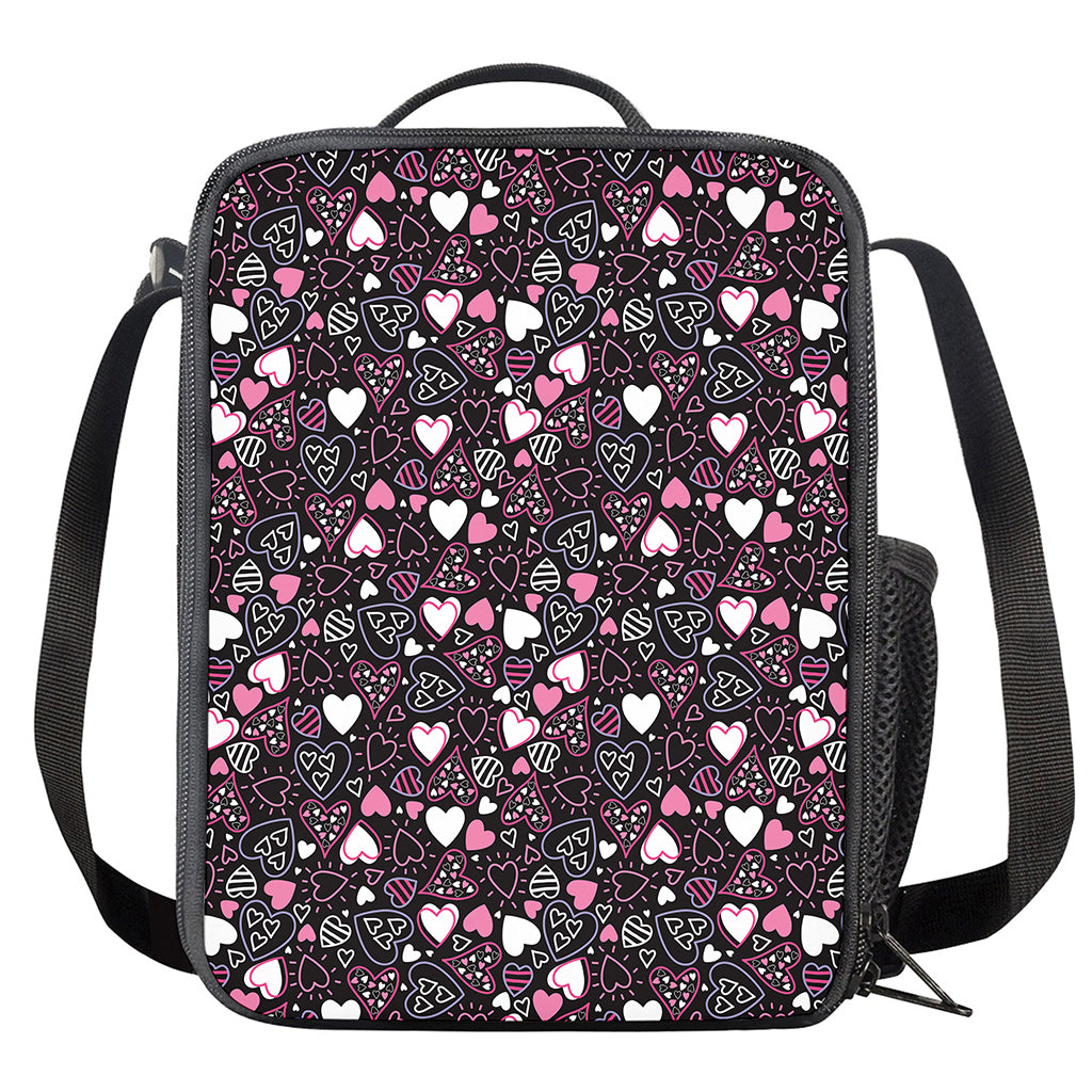 Cute Girly Heart Pattern Print Crossbody Lunch Bag