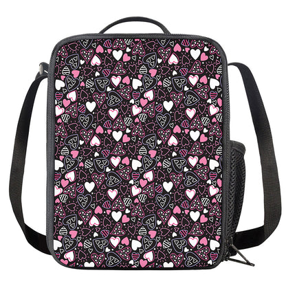 Cute Girly Heart Pattern Print Crossbody Lunch Bag
