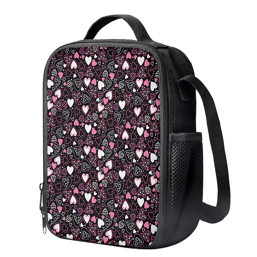 Cute Girly Heart Pattern Print Crossbody Lunch Bag