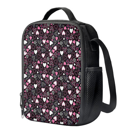 Cute Girly Heart Pattern Print Crossbody Lunch Bag