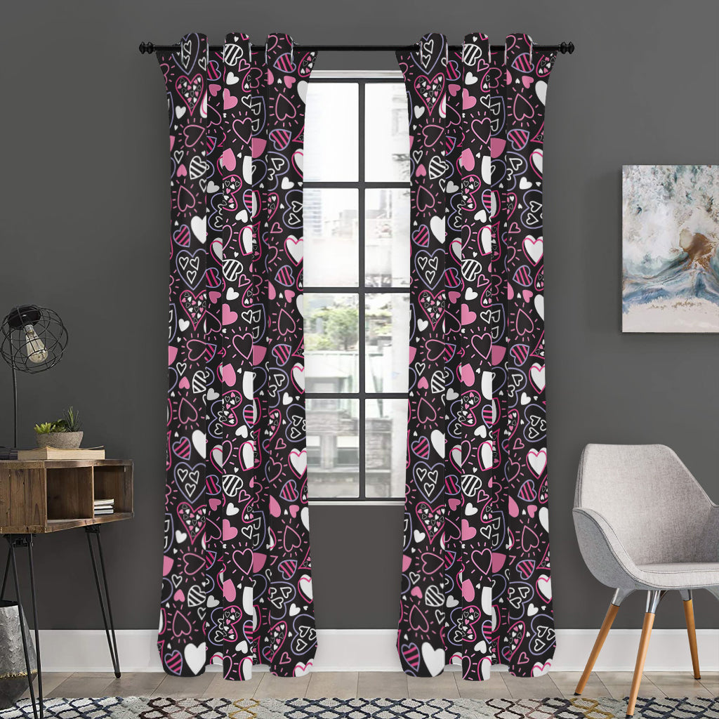 Cute Girly Heart Pattern Print Curtain