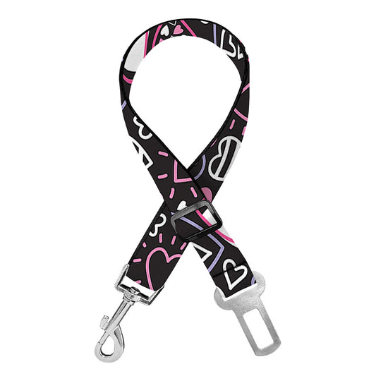 Cute Girly Heart Pattern Print Dog Seat Belt