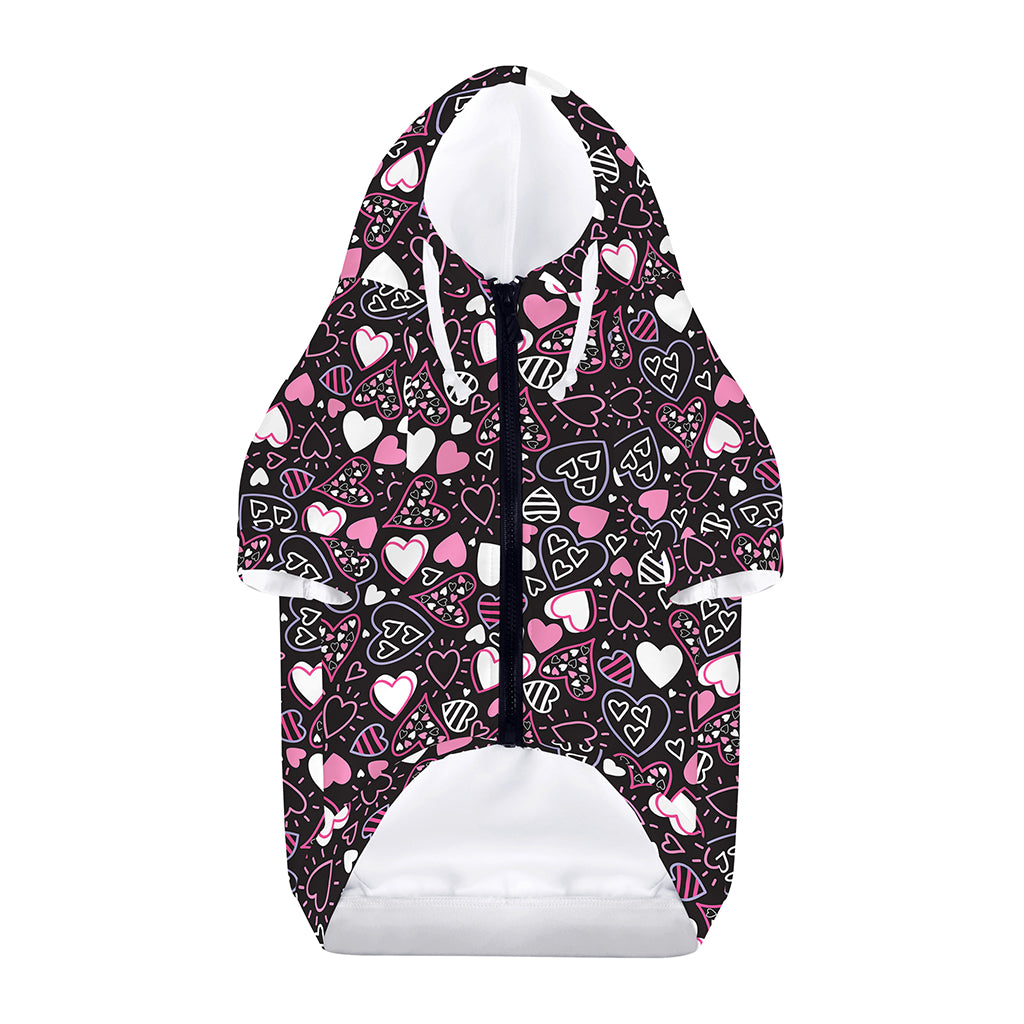 Cute Girly Heart Pattern Print Dog Zip Up Hoodie