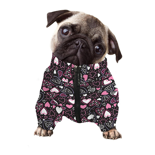 Cute Girly Heart Pattern Print Dog Zip Up Jacket