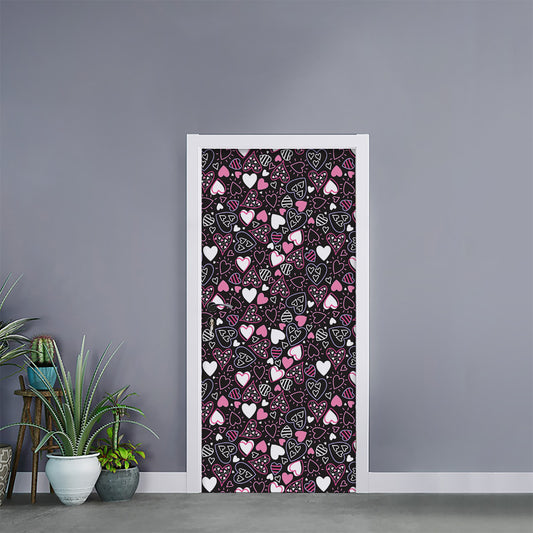 Cute Girly Heart Pattern Print Door Sticker