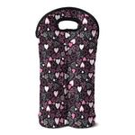 Cute Girly Heart Pattern Print Double Neoprene Wine Tote