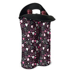 Cute Girly Heart Pattern Print Double Neoprene Wine Tote