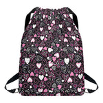 Cute Girly Heart Pattern Print Drawstring Backpack