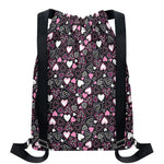 Cute Girly Heart Pattern Print Drawstring Backpack