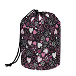 Cute Girly Heart Pattern Print Drawstring Makeup Bag