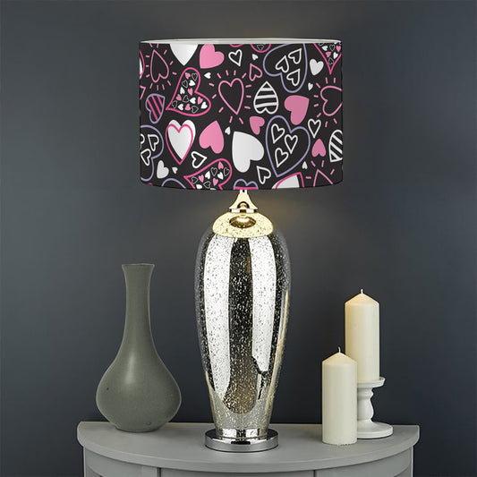 Cute Girly Heart Pattern Print Drum Lamp Shade