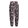 Cute Girly Heart Pattern Print Fleece Lined Knit Pants