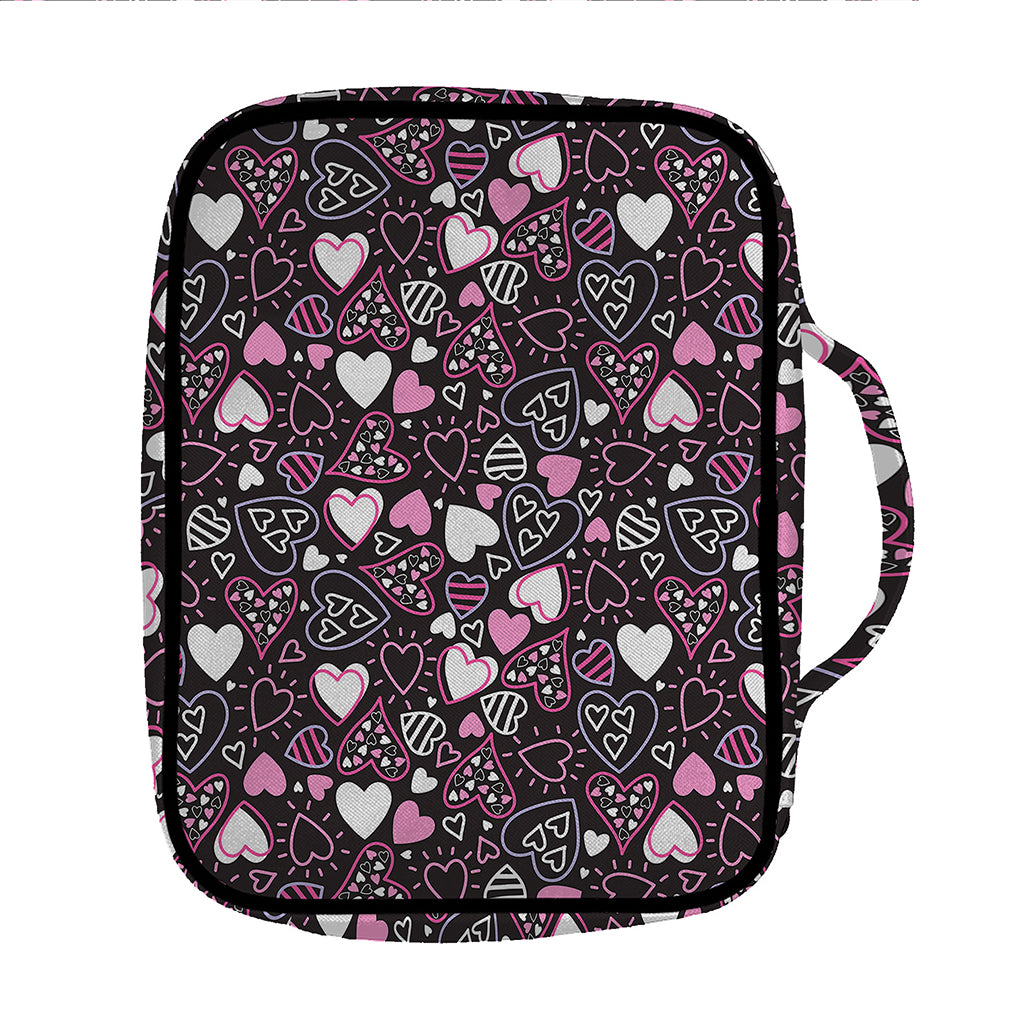 Cute Girly Heart Pattern Print Front Pocket Bible Bag