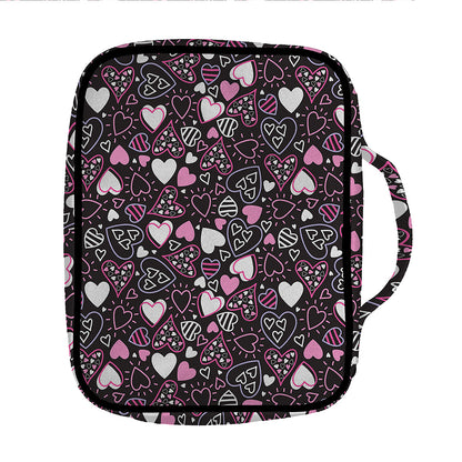 Cute Girly Heart Pattern Print Front Pocket Bible Bag
