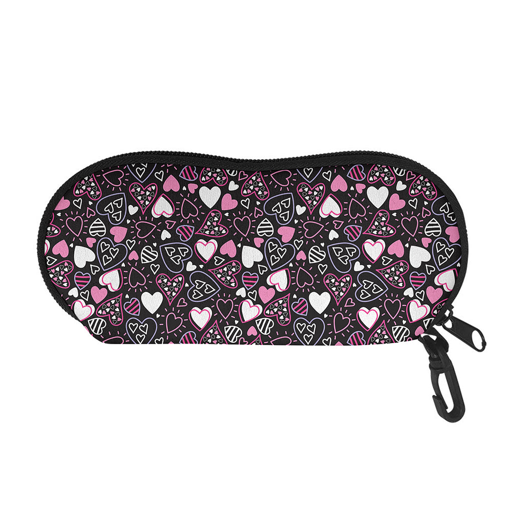 Cute Girly Heart Pattern Print Glasses Case