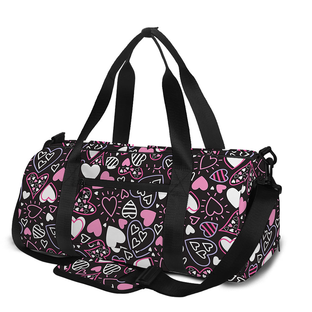 Cute Girly Heart Pattern Print Gym Bag